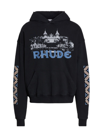 Shop Rhude Men's Casino Cotton Hoodie Sweatshirt In Vintage Black