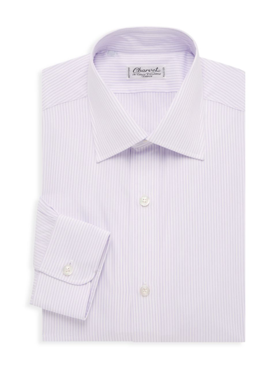 Shop Charvet Men's Stripe Dress Shirt In White Pink