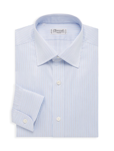 Shop Charvet Men's Stripe Dress Shirt In Blue White