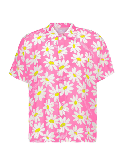 Shop Erl Men's Floral Print Woven Shirt In Pink