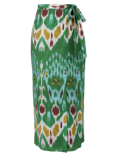 Shop Erdem Women's Printed Wrap Midi-skirt In Green