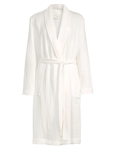 Shop Skin Zoey Belted Textured Cotton Gauze Robe In White
