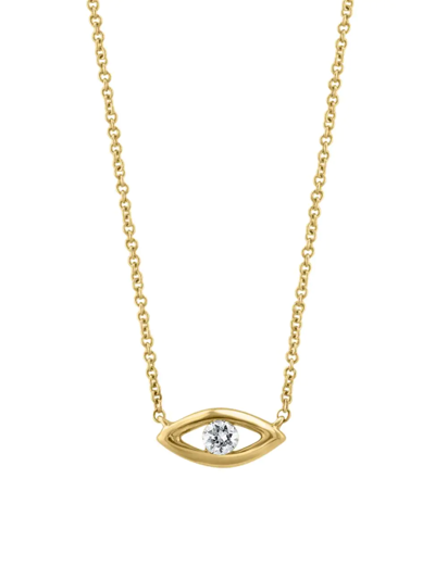 Shop Saks Fifth Avenue Women's 14k Yellow Gold & Diamond Eye Pendant Necklace