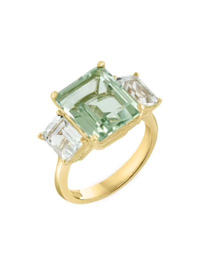 Shop Saks Fifth Avenue Women's 14k Yellow Gold, Green Amethyst & White Topaz Ring
