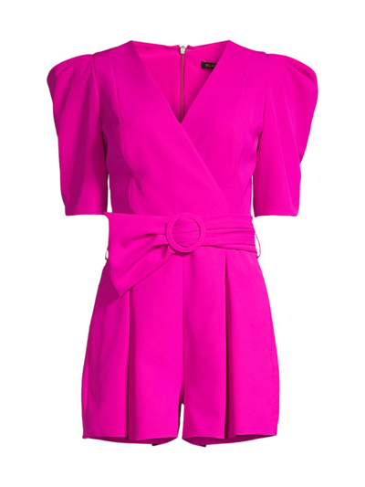 Shop Black Halo Women's Maricopa Belted Surplice Romper In Vibrant Pink