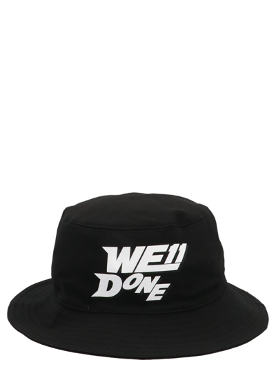 Shop We11 Done We11done Logo Print Bucket Hat In Black