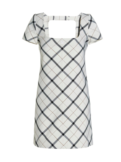 Shop Courrèges Checked Square Neck Dress In Multi