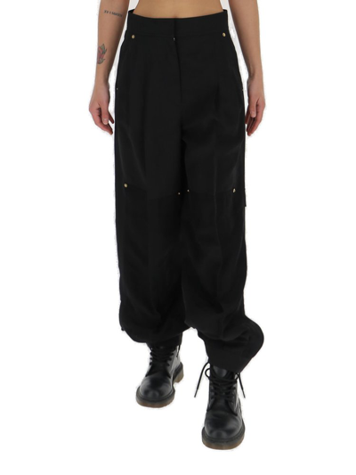 Shop Loewe High Waist Button Embellished Pants In Black