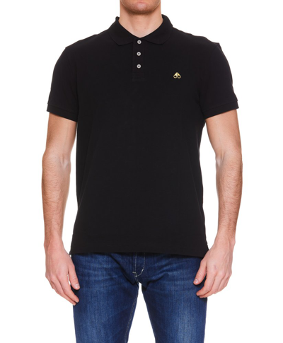 Shop Moose Knuckles Pique Logo Embroidered Polo Shirt In Black