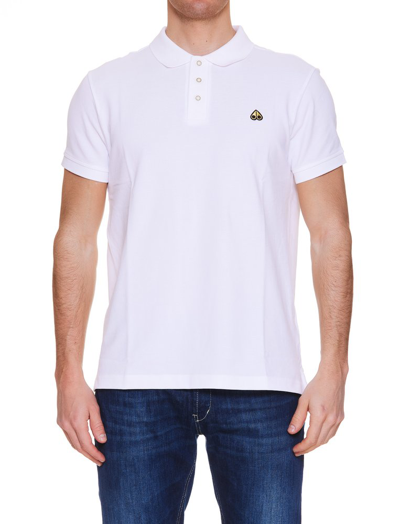Shop Moose Knuckles Pique Logo Embroidered Polo Shirt In White