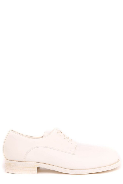 Shop Guidi Lace Up Round Toe Aged Effect Shoes In White