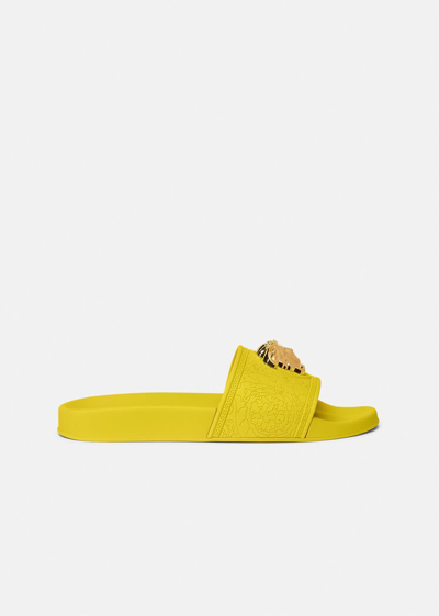Shop Versace Palazzo Slides, Female, Yellow, 41