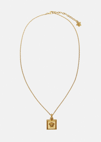 Shop Versace Medusa Square Necklace In Gold