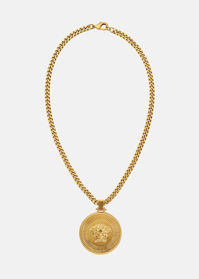 Shop Versace Medusa Biggie Necklace In Gold