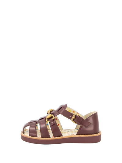 Shop Gucci Kids Sandals In Brown