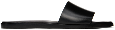Shop Common Projects Black Leather Slides In 7547 Black
