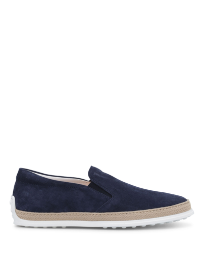 Shop Tod's Slip-on In Blue Suede