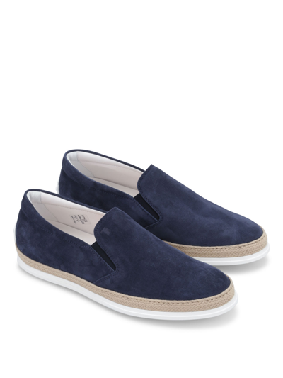 Shop Tod's Slip-on In Blue Suede