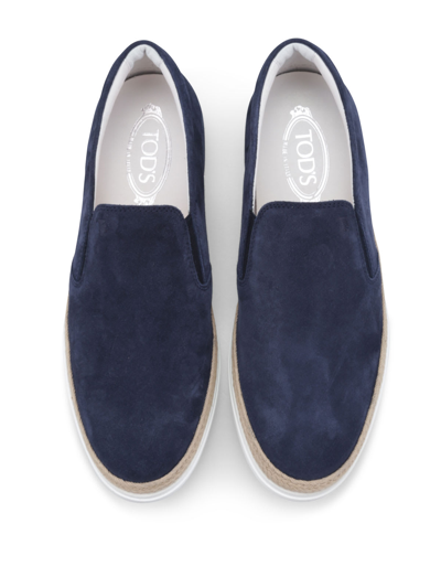 Shop Tod's Slip-on In Blue Suede