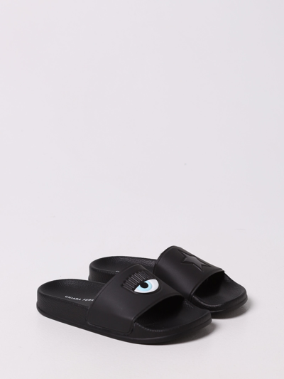 Shop Chiara Ferragni Slippers With Logo In Black