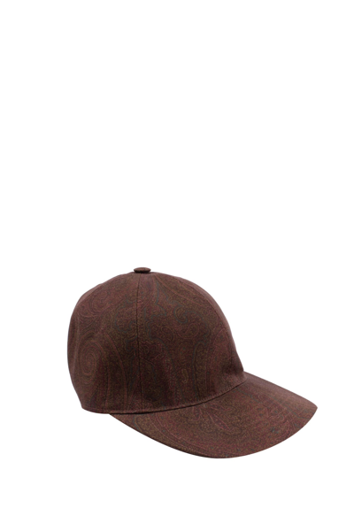 Shop Etro Hat With Paisley Print In Marrone