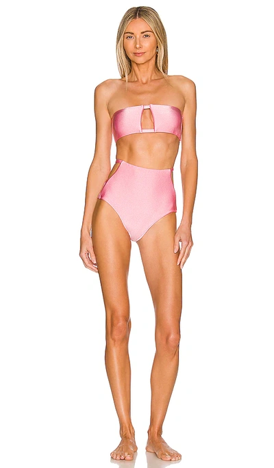 Shop Adriana Degreas Solid High-waisted Strapless Bikini Set In Pink
