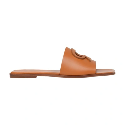 Shop Gianvito Rossi Ribbon Slide Sandals In Sienna