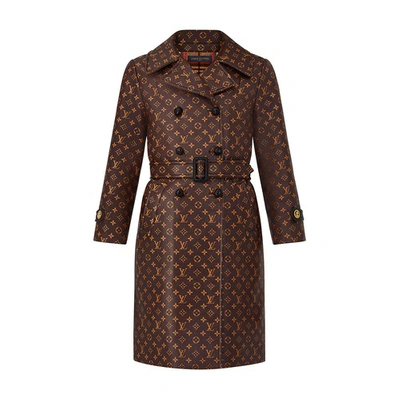 Shop Louis Vuitton Monogram Belted Trench In Henne