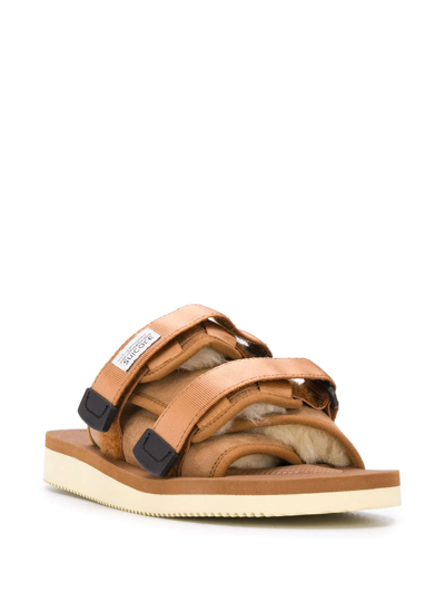 Shop Suicoke Moto-m2ab Sheepskin Sandals In Brown