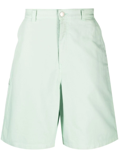 Shop Ami Alexandre Mattiussi Wide-leg Loop-strap Bermuda Shorts In Green