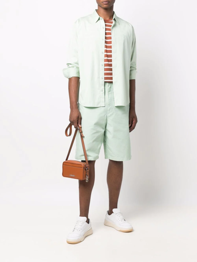 Ami Alexandre Mattiussi Wide-leg Loop-strap Bermuda Shorts In Green