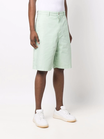 Shop Ami Alexandre Mattiussi Wide-leg Loop-strap Bermuda Shorts In Green