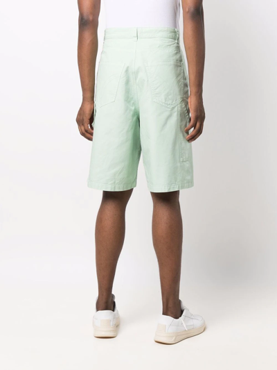 Shop Ami Alexandre Mattiussi Wide-leg Loop-strap Bermuda Shorts In Green