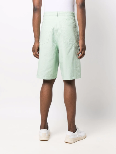 Ami Alexandre Mattiussi Wide-leg Loop-strap Bermuda Shorts In Green