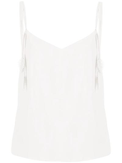 Shop Martha Medeiros Leaf-embellished Satin Camisole In White