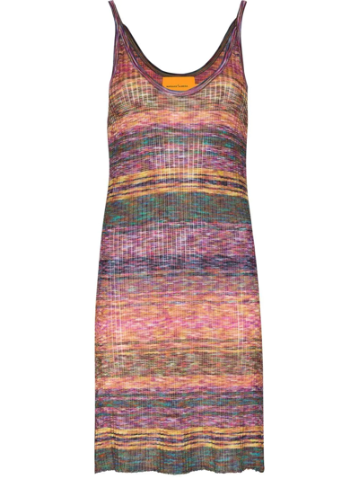 Shop Marques' Almeida Mélange-effect Striped Dress In Purple