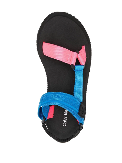 Shop Calvin Klein Logo Touch-strap Sandals In Blau