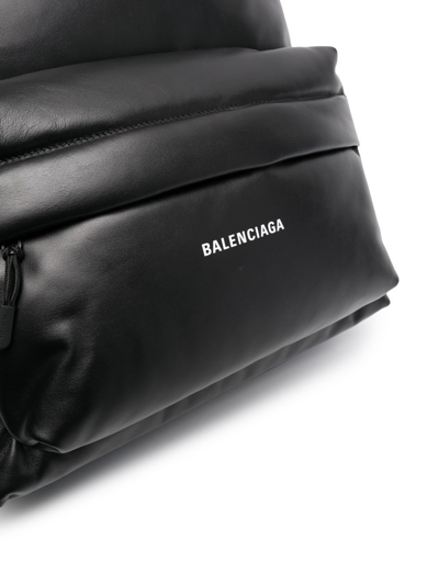 Shop Balenciaga Puffy-style Leather Backpack In Schwarz