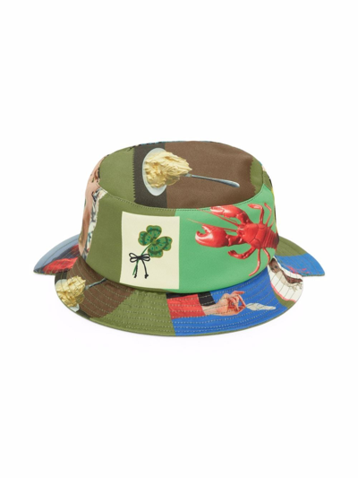 Shop Jw Anderson Oscar Wilde Bucket Hat In Green