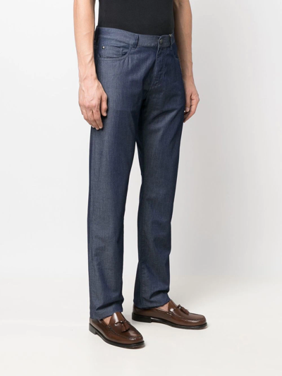 Shop Canali Straight-leg Denim Jeans In Blau