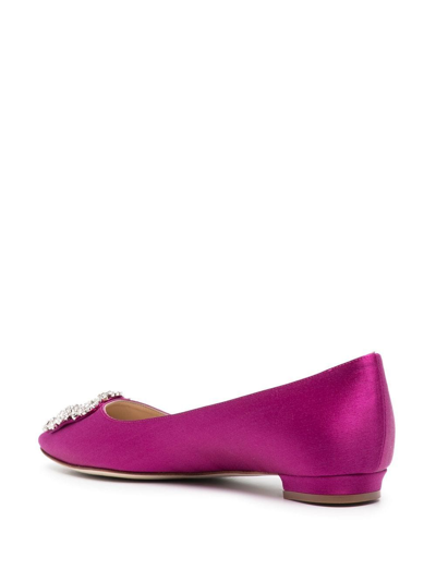 Shop Manolo Blahnik Hangisi Buckle-detail Ballerina Shoes In Violett