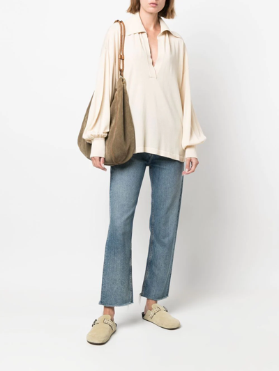 Shop Made In Tomboy Mina Knitted Polo Top In Nude