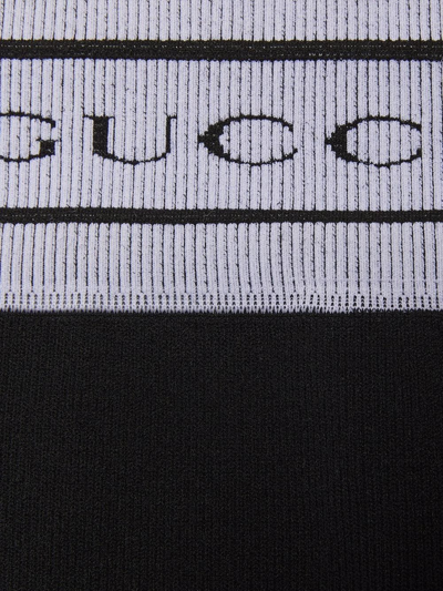 Shop Gucci Logo Waistband Knee-length Leggings In Black