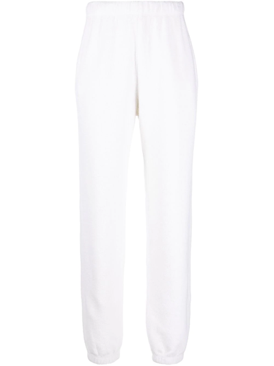 Re/done 80s Tapered High-rise Cotton-fleece Jogging Bottoms In Weiss