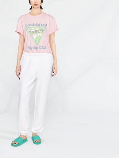 Re/done 80s Tapered High-rise Cotton-fleece Jogging Bottoms In Weiss