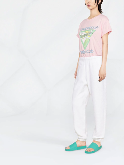 Re/done 80s Tapered High-rise Cotton-fleece Jogging Bottoms In Weiss