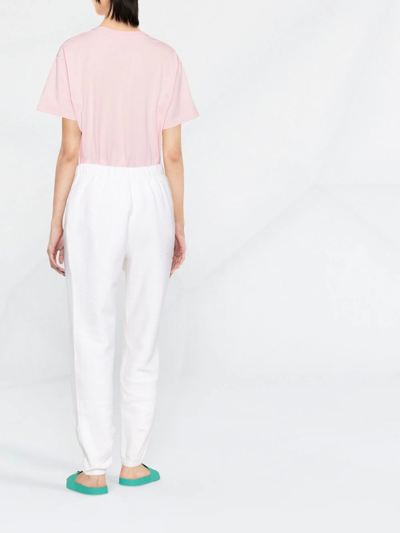 Re/done 80s Tapered High-rise Cotton-fleece Jogging Bottoms In Weiss