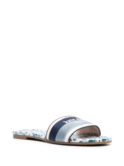 Shop Kate Spade Meadow Logo-embroidered Slide Sandals In Blau