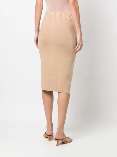 Shop Calvin Klein Jeans Est.1978 Buttoned Rib-knit Pencil Skirt In Nude