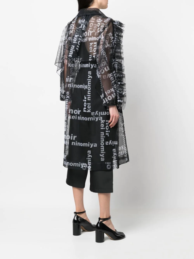 Shop Comme Des Garçons Graphic-print Sheer Coat In Schwarz